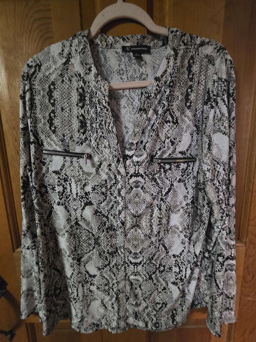 INC International Concepts Women’s Snake-Print Blouse - Black & White